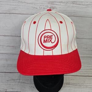 OWNCCO PRE MIX Logo Snapback Hat Men's Adjustable White Red Pinstripe